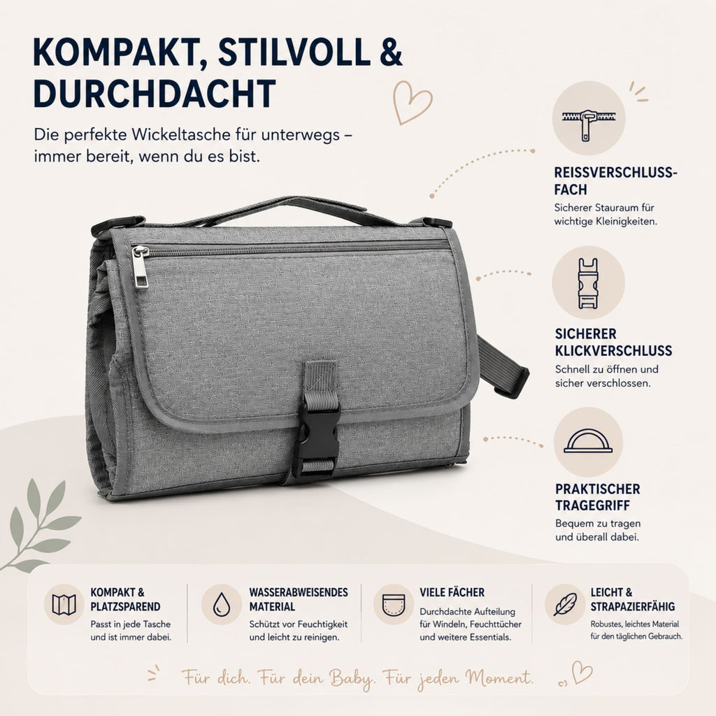 Zeluno® |Tragbare Wickeltasche mit Wickelunterlage