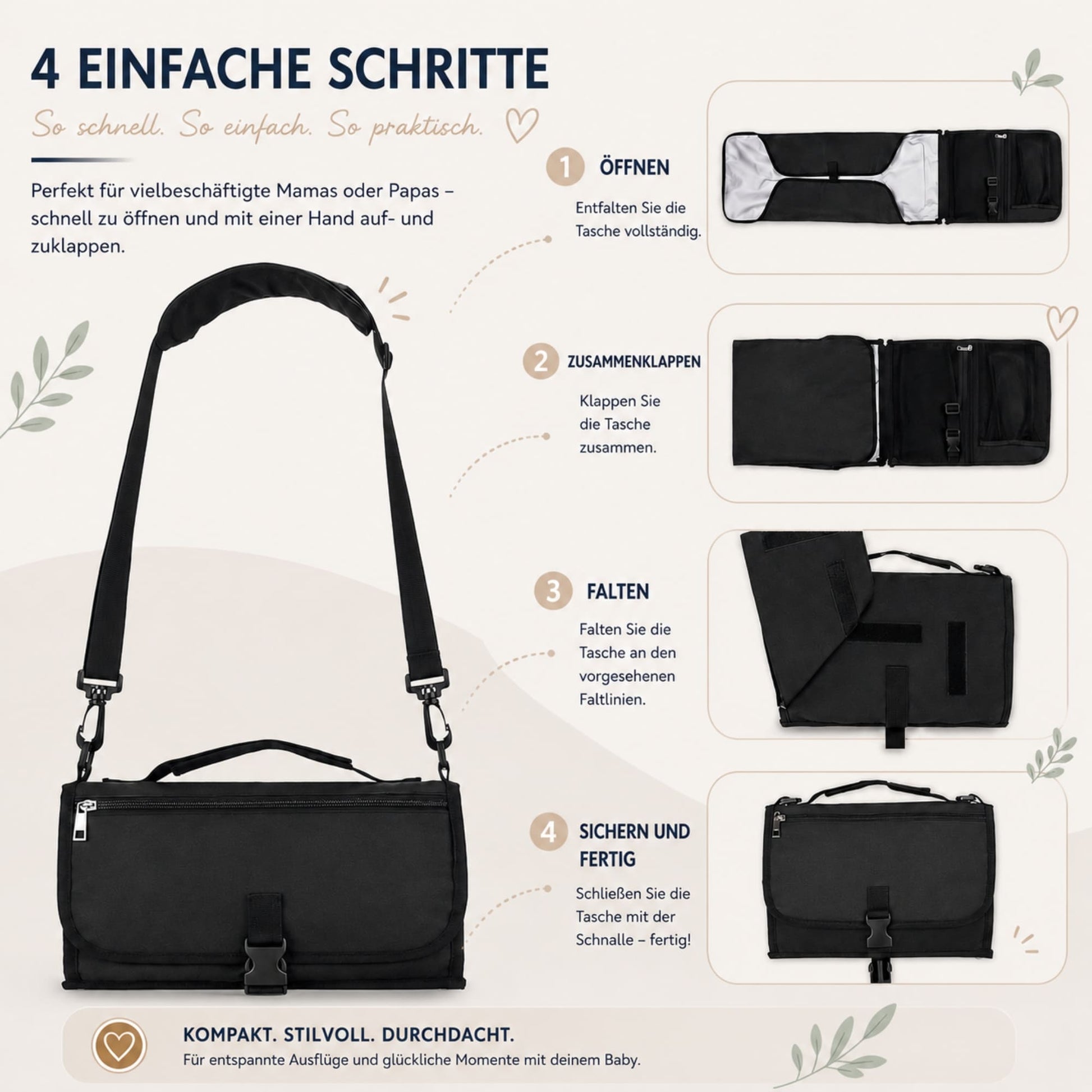 Zeluno® |Tragbare Wickeltasche mit Wickelunterlage