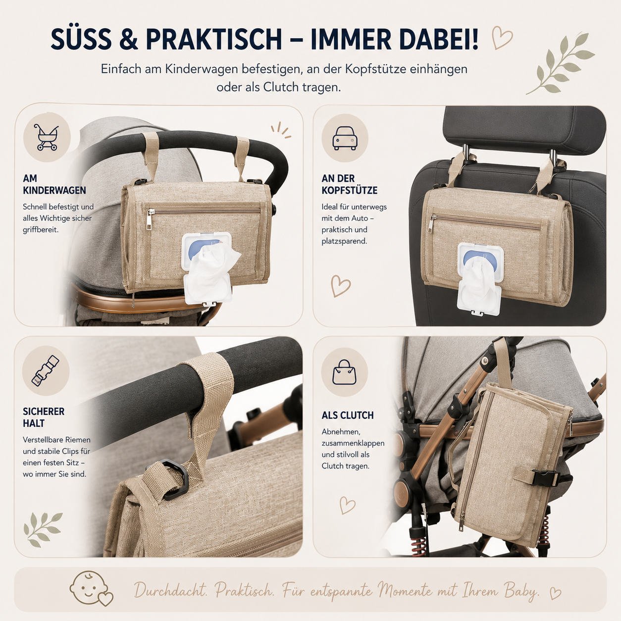 Zeluno® |Tragbare Wickeltasche mit Wickelunterlage